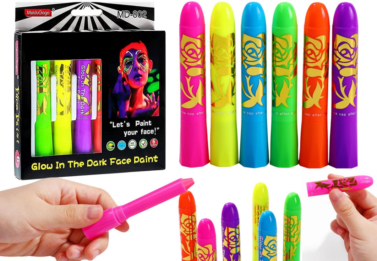 Schminkset Neon fluorescerende potloden 6-delig