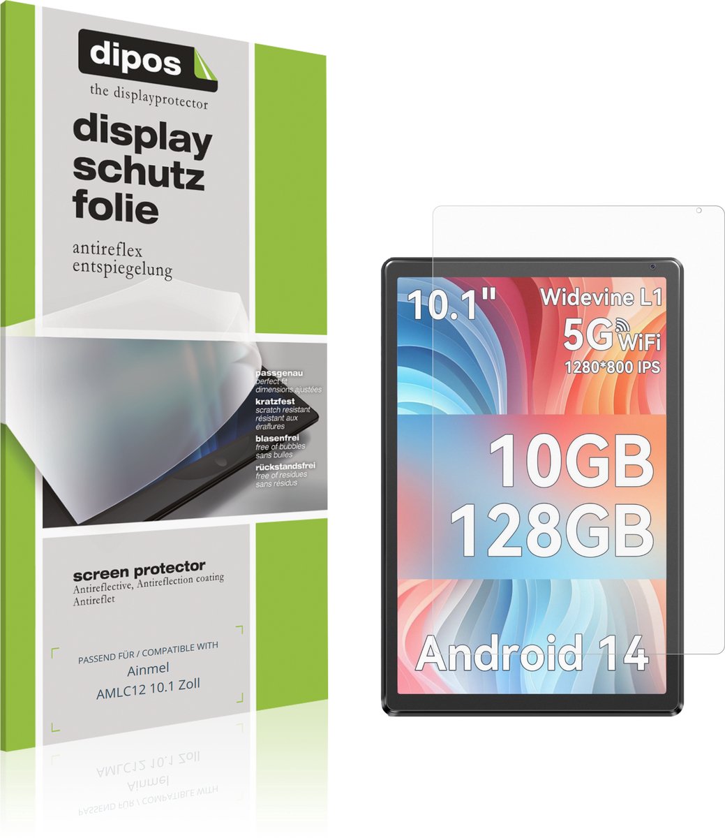 dipos – 2x Matte Beschermfolie geschikt voor Ainmel AMLC12 10.1 Zoll | Krasbestendige & antireflecterende Screenprotector Ultra-Thin