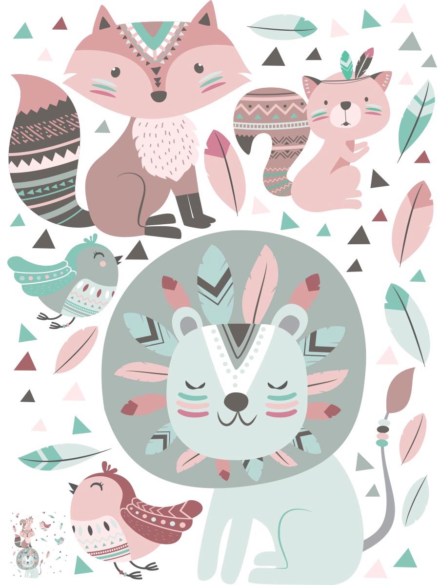 Ambiance Sticker Muurstickers - Leeuw, stamhoofd - Zelfklevende stickers - 105x80cm Multi color
