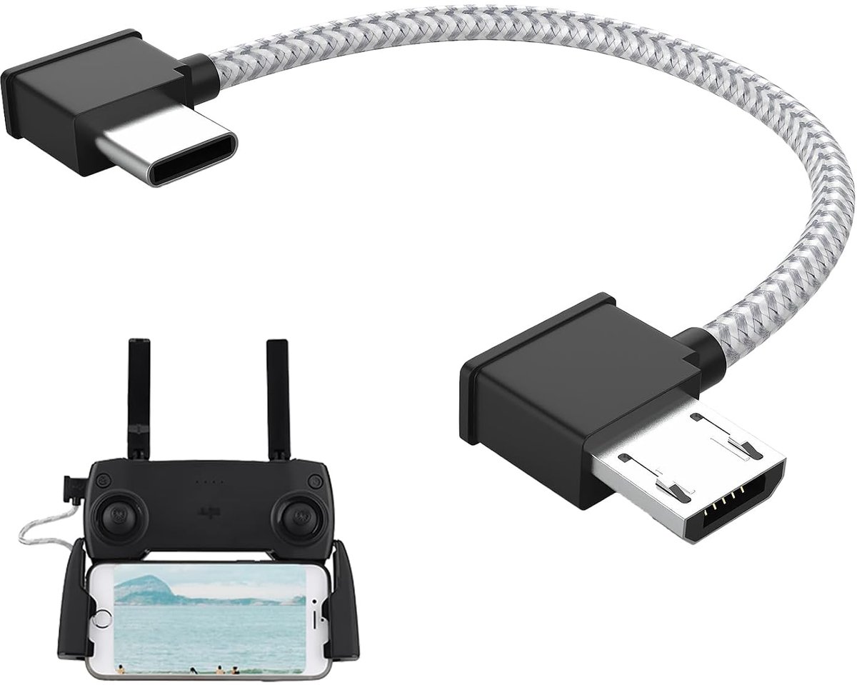 150mm Tablet to Controller Data Cable, Type C to Micro USB Rectangular Data Cable for RC Drone Compatible with DJI - ShopVlot