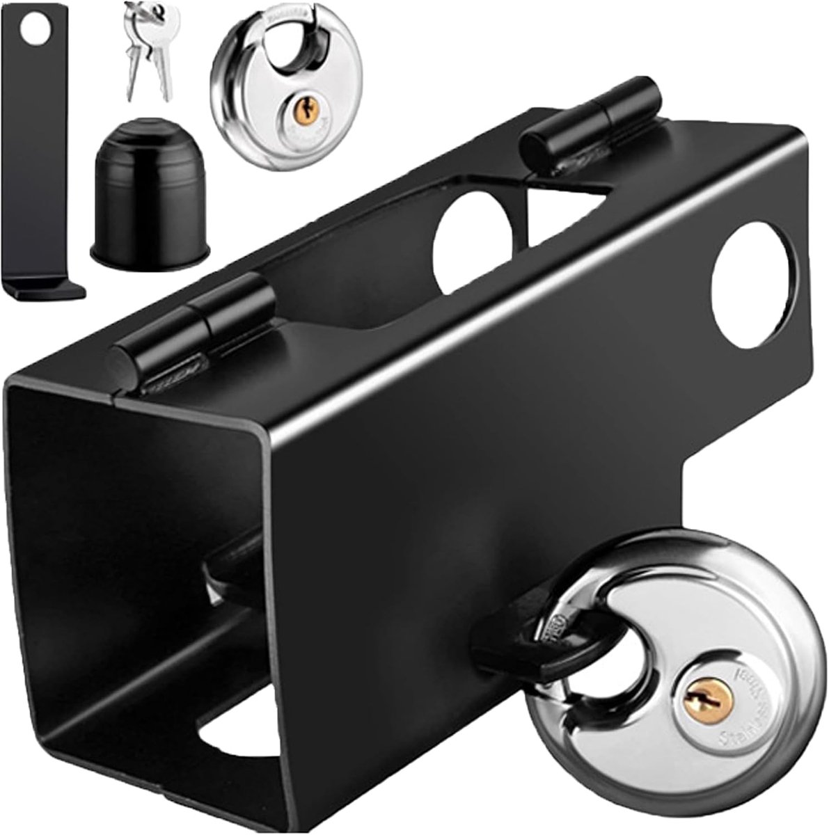 Universeel hangslot, aanhangerslot met rond slot, robuust diefstalslot voor aan-/afkoppelde aanhangers - ShopVlot
