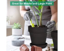 20 cm zwarte kleipot voor met schotel - 2 stuks grote Terra Cotta plantenpot met afvoergat, bloempot met dienblad - ShopVlot