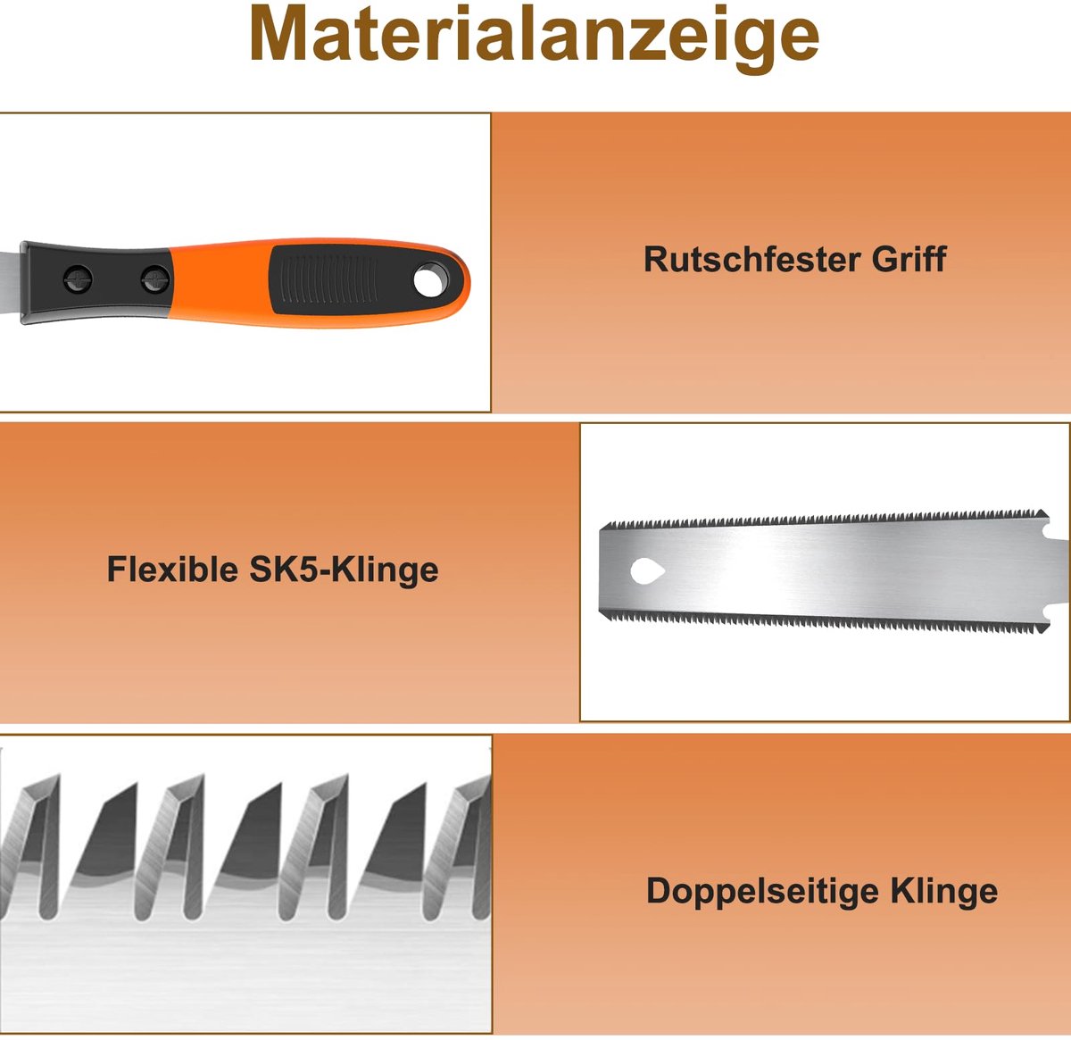 SURFOU Japanse houtzaag, kleine dubbelzijdige trekzaag, antislip handgreep, fijnzaag, koolstofstalen lemmet, fijne - ShopVlot