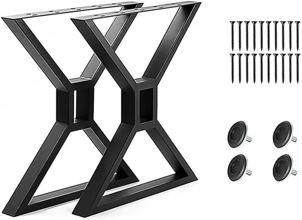 Fayelong Set of 2 Steel X Frame Table Legs - 70cm x 60cm Heavy Duty Furniture Legs for Dining Room, Sofa, Computer - ShopVlot