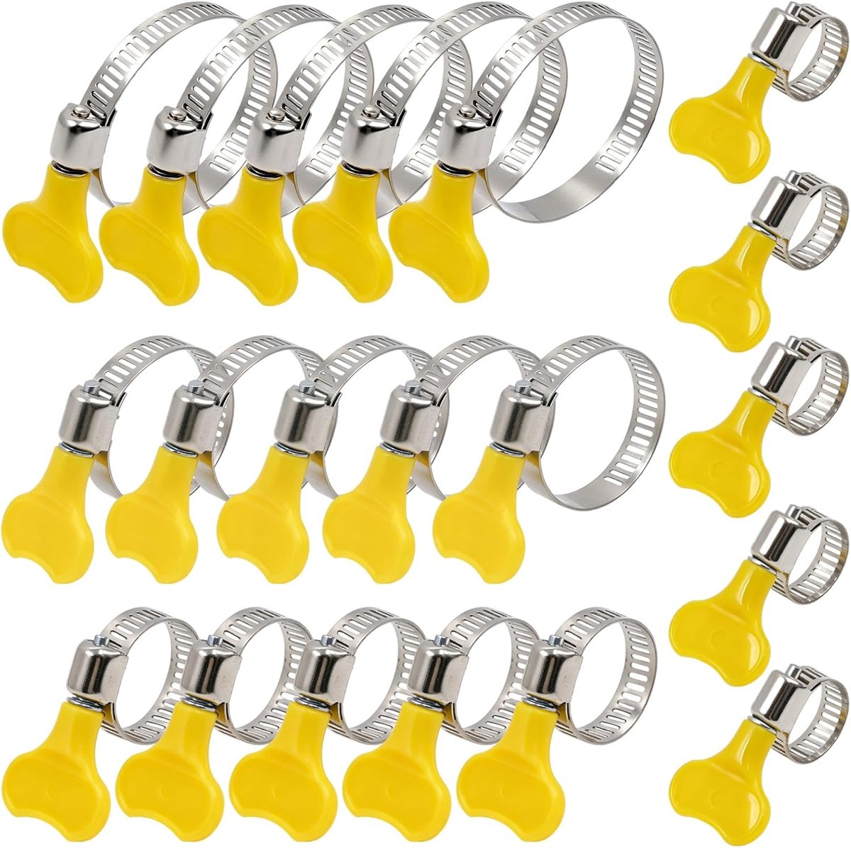Slangklemmen, set met handgreep, verstelbaar, roestvrij staal, 10 mm - ShopVlot