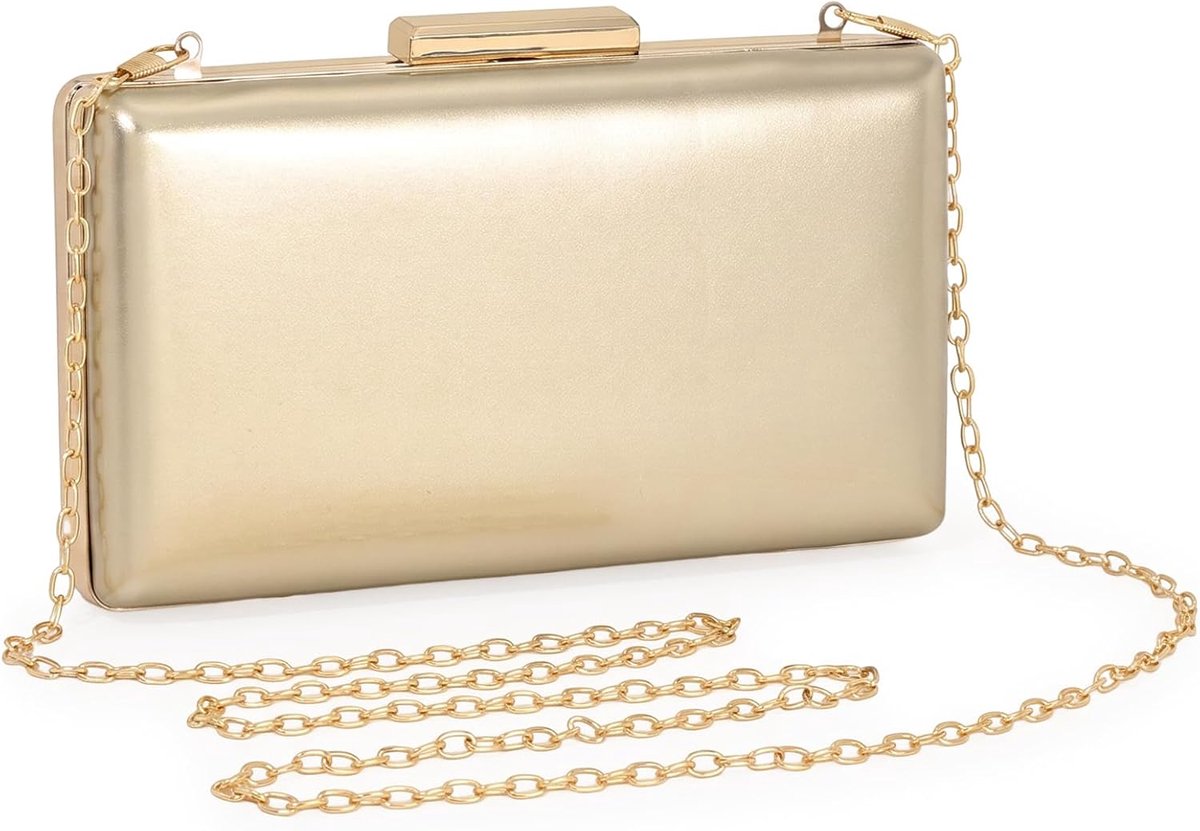 Gouden Lakleer Clutch Dames Avondtas met Afneembare Ketting – Crossbody Schoudertas voor Bruiloft, Feest & Gala - ShopVlot