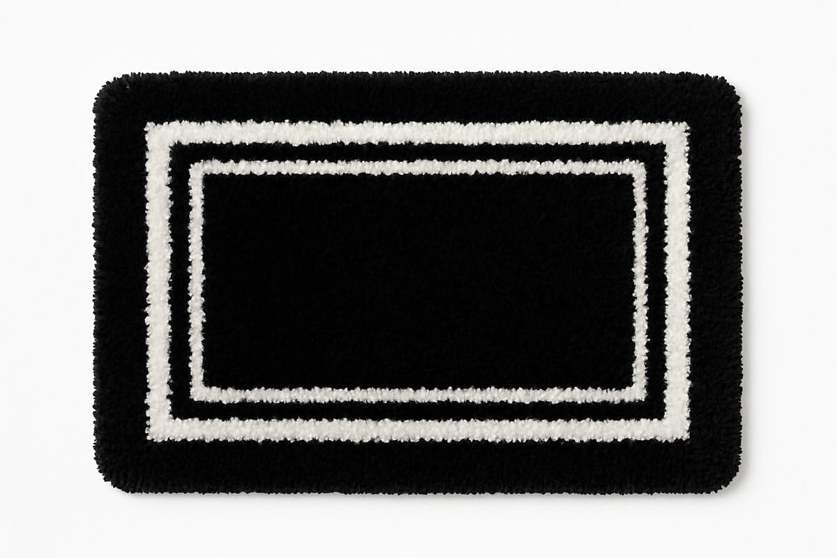 Home&Garden - Bath mat Black White – 50x80cm – Non-slip – Luxury and Soft Bathroom Mat - ShopVlot