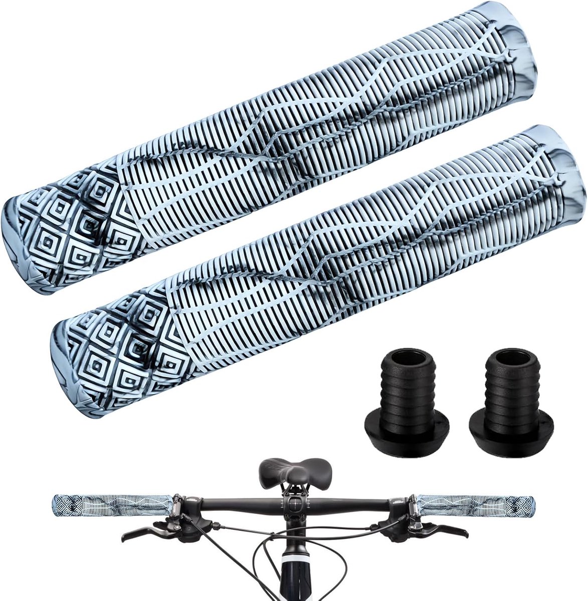 Fietshandgrepen 160 mm voor MTB en stuntscooter, antislip griptape-design, robuust rubber met eenvoudige reiniging - ShopVlot
