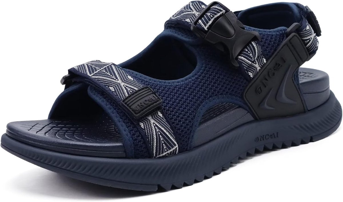 ONCAI Hiking Sandals for Men Support Man Walking Sandals Breathable Mesh Beach Sandalias Sport Sandals with Adjustable - ShopVlot