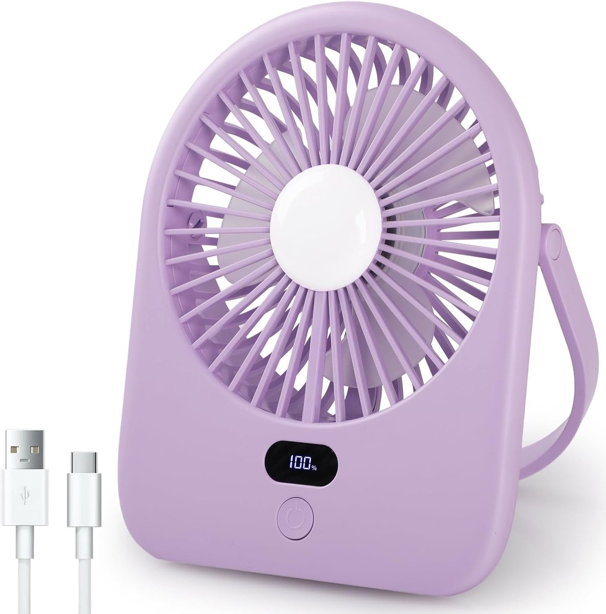 Portable Fan Rechargeable 5 Speed Adjustable Angle 1200mAh Battery Mini USB Table Fan Silent with Battery Display for - ShopVlot