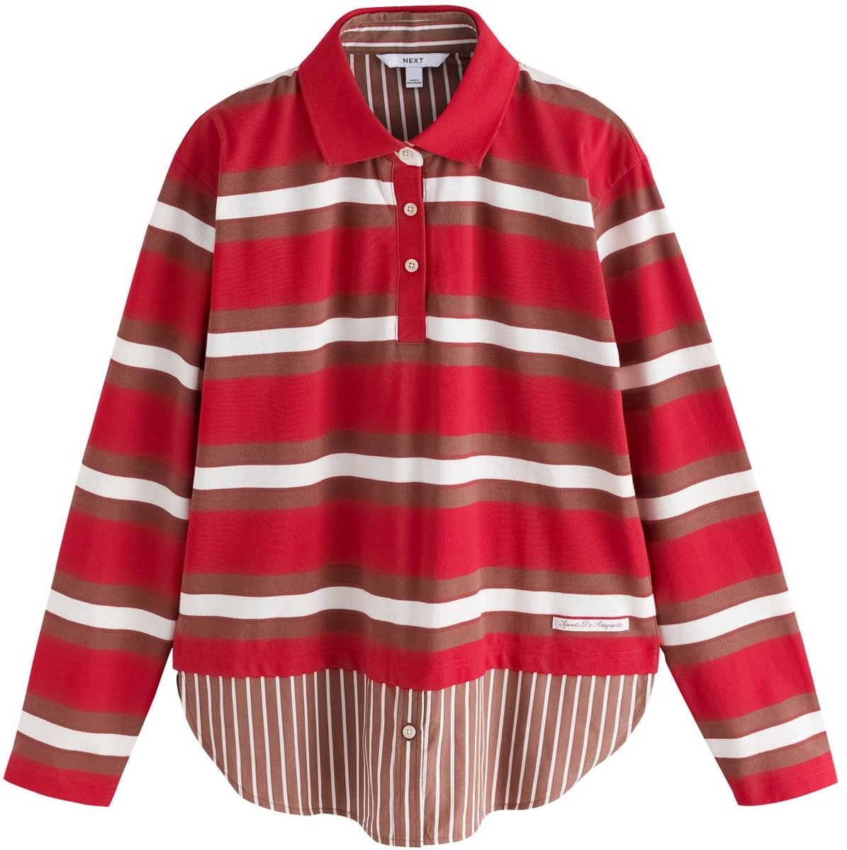 Next - Dames - Gestreept poloshirt met laagjes - Rood