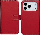 Étui Selencia - Adapté à l'Apple iPhone 18 Pro / 17 Pro - Étui portefeuille en cuir véritable - Rouge