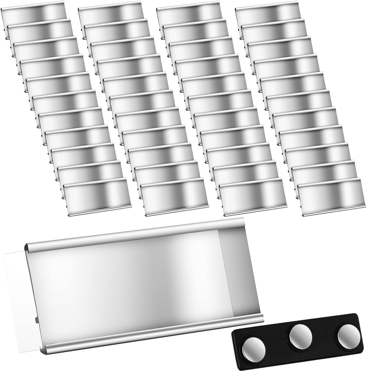 Solidchoice - Magnetische Aluminium Naambordjes met Dubbele Magneten (50 Stuks)