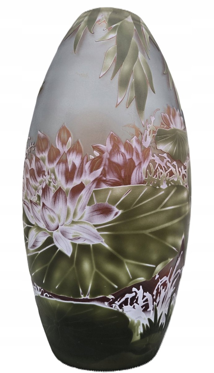 Unieke Glazen Vaas 'Waterlelies' - Handgemaakt, Art Nouveau Stijl
