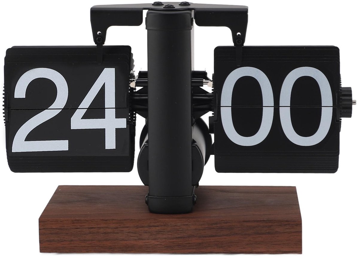 Solidchoice - Vintage Flip Desk Klok - 24 Uur Digitaal met Anti-slip Basis