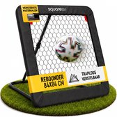 SquareSix Voetbal Rebounder Verstelbaar 84x84 cm - Voetbaldoel Rebounder - Kickback Tchouk - Inklapbaar - 4 Grondhaken - Zwart