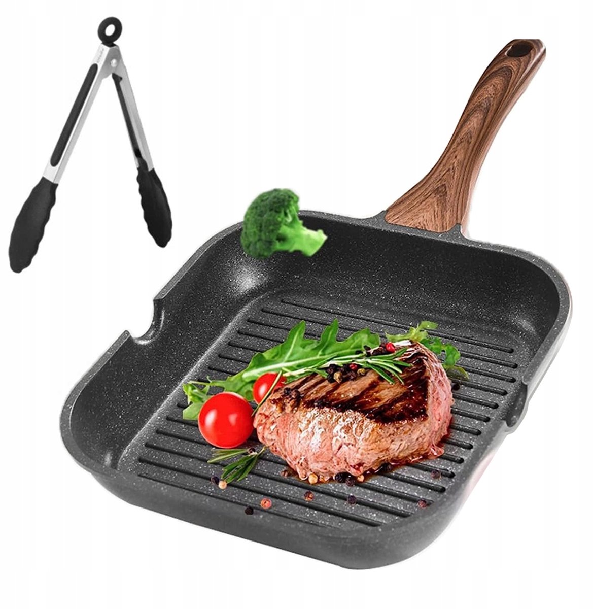 Grillpan 28 cm met antiaanbaklaag - Perfect voor vlees en vis