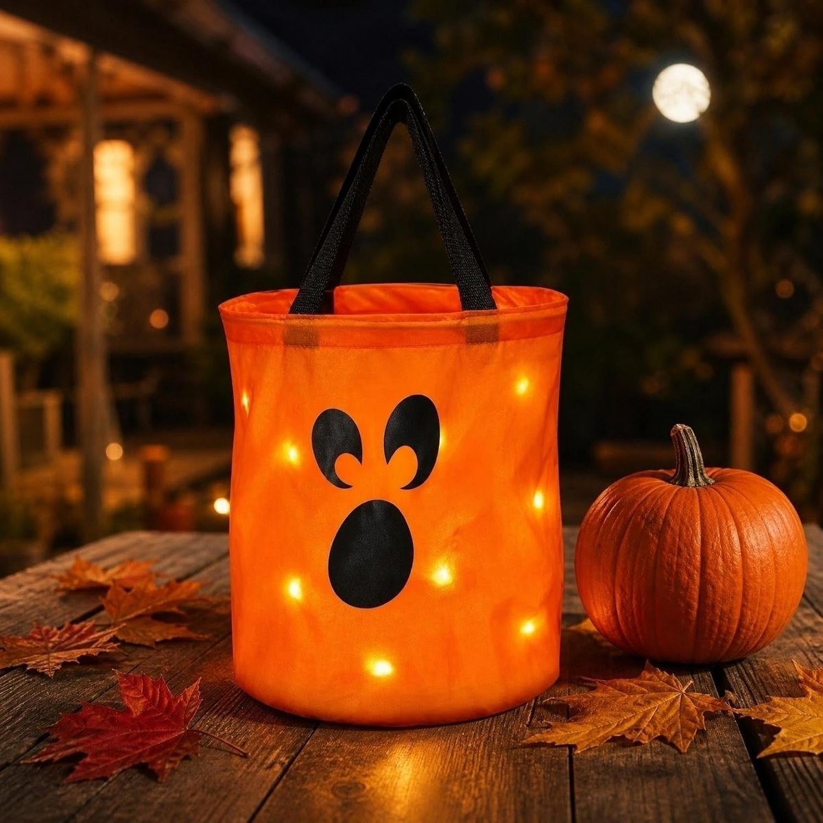 Ulisem - Halloween Pompoen Emmer – Lichtgevende Jack O' Lantern Snoepmand met Handvat – Herbruikbare Trick or Treat Mand voor Halloween Feest, Snoepjes & Cadeautjes - C