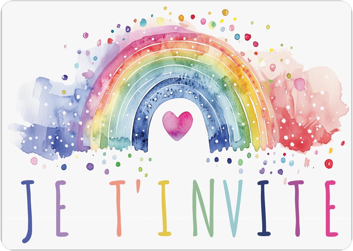 Solidchoice - Set van 12 Regenboog Uitnodigingskaarten voor Verjaardagsfeest