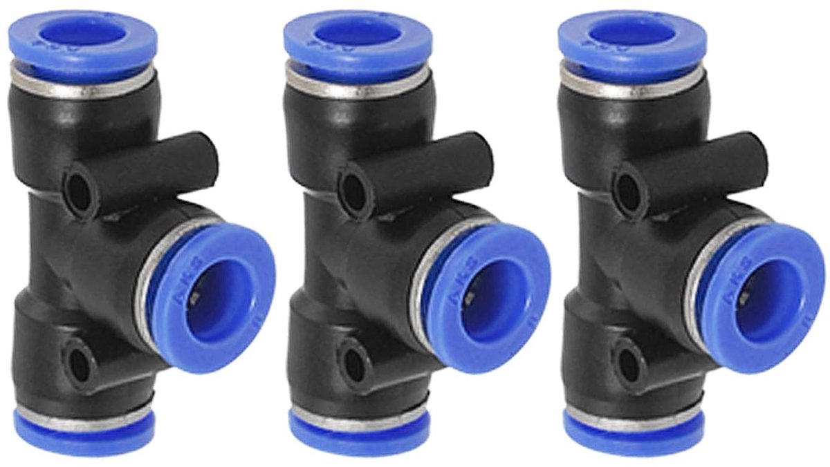 Solidchoice - 3 Stuks T-Vormige 3-Weg Aansluiting - Push Type voor Luchtslangen