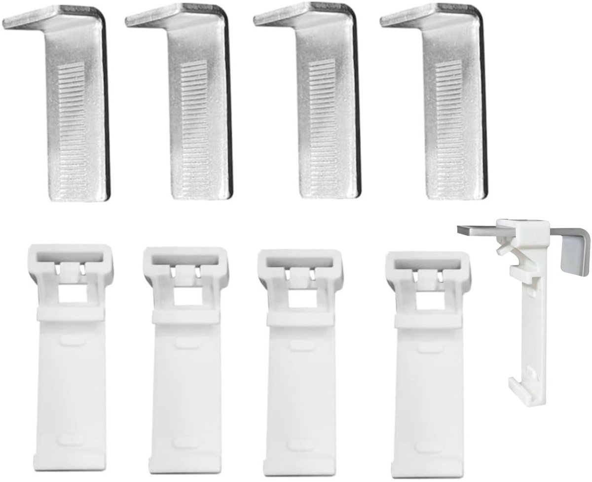 Solidchoice - Set van 8 Rolgordijn Klemhouders zonder Boren