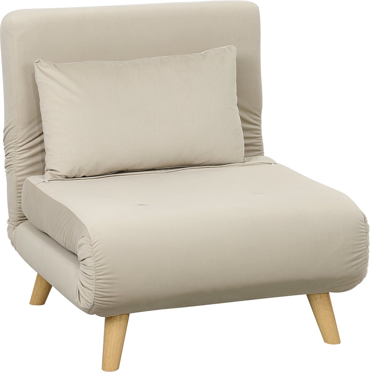 Moderne Slaapstoel - Velvet Relaxstoel Met Bedfunctie - Verstelbaar - Beige
