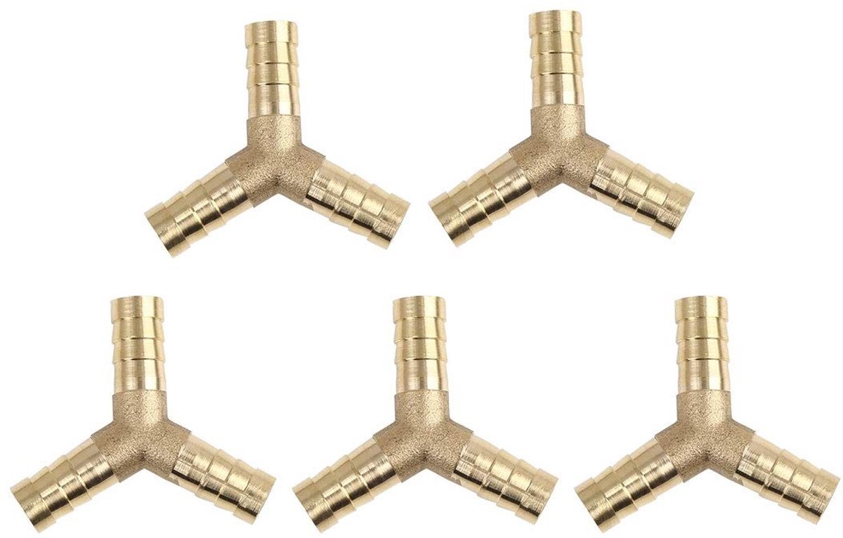 Solidchoice - 5 stuks Y-vormige messing slangtule 3-weg verbinding - 10 mm