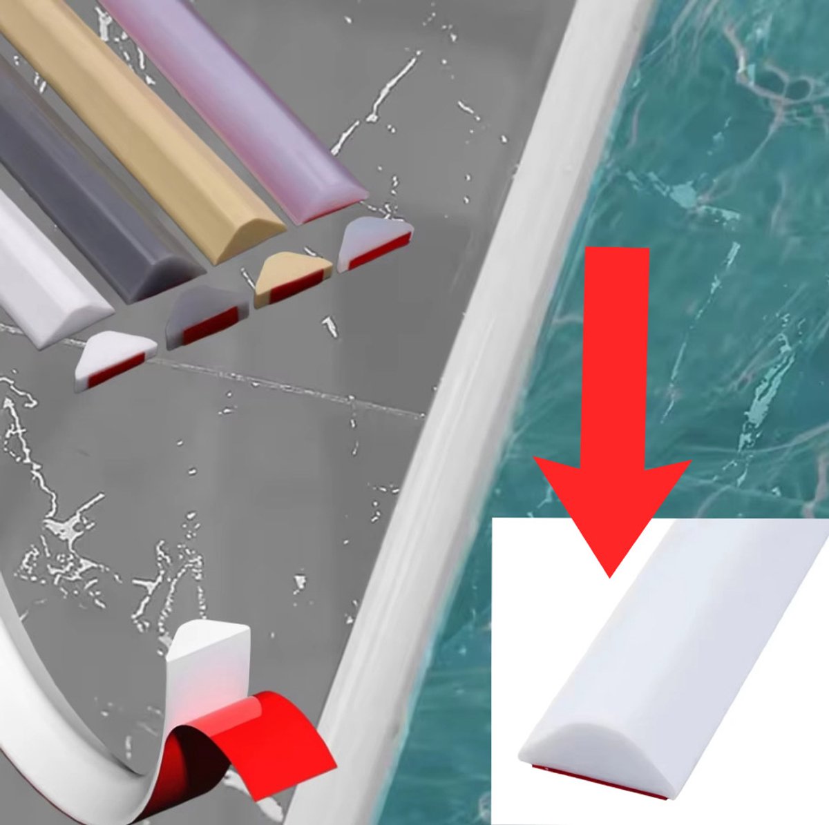 Actie4you® - Waterdrempel 100cm - Douche Dorpels - Zelfklevende Waterkering Douche - Sanitaire Waterstopper - Douchedorpel - Water Stopper - Waterkering - Schimmel - Sanitair - Anti Water Strip - Opvouwbare Douchewaterdam - Wit