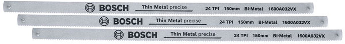 Bosch Home and Garden 1600A032UL Handgereedschap beugelzaagbladen 150 mm 24 TPI 3 stuks Zaagbladlengte 150 mm