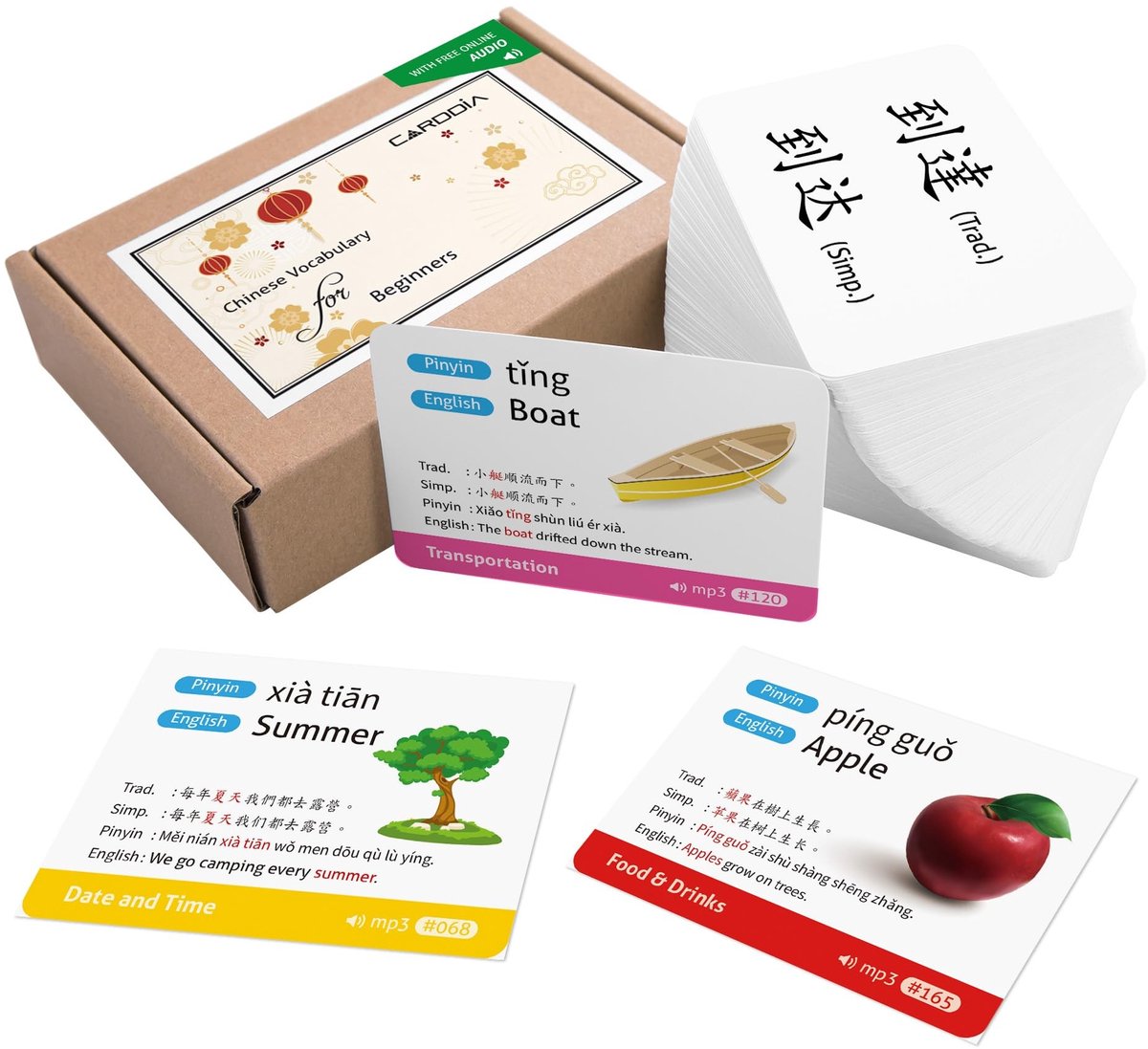 Solidchoice - Chinese Woordenschat voor Beginners - Traditioneel en Vereenvoudigd Chinees met Voorbeeldzinnen en Audio