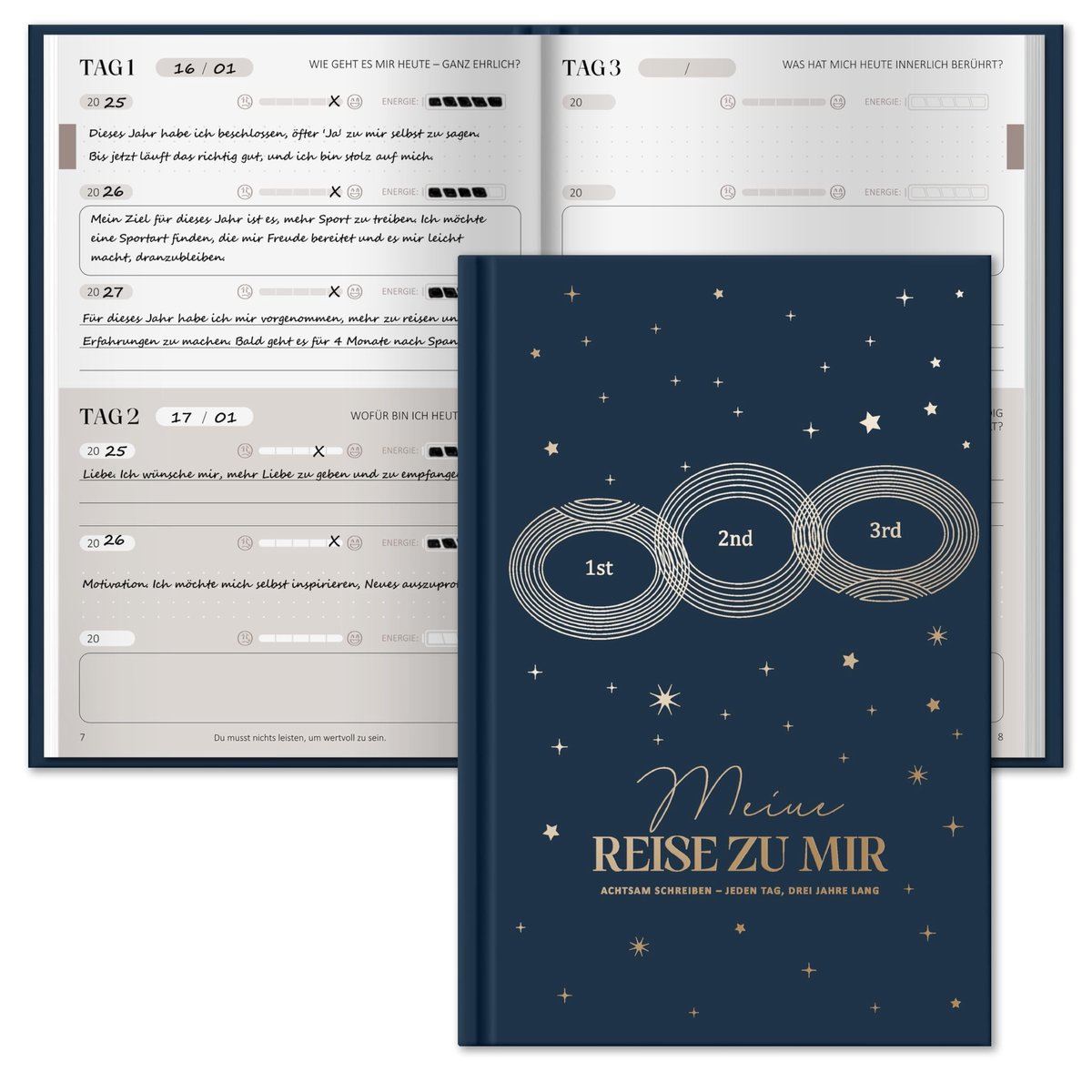 Solidchoice - Journal Intime 3 Jaar voor Volwassenen, Donkerblauw