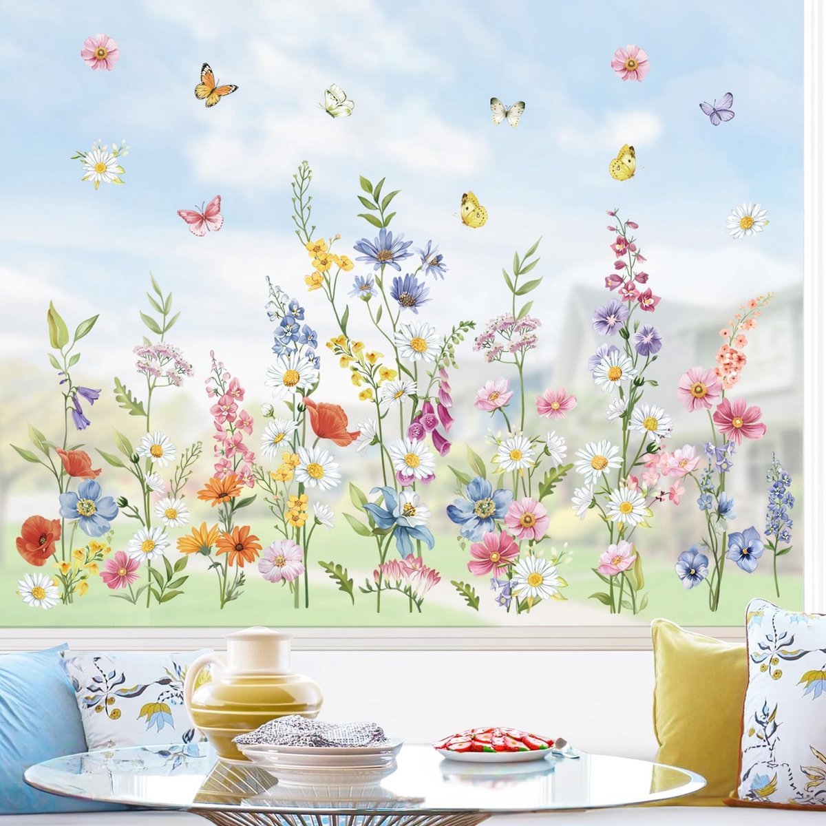 Solidchoice - Decoratieve Raamstickers voor Voorjaarsbloemen en Vlinders