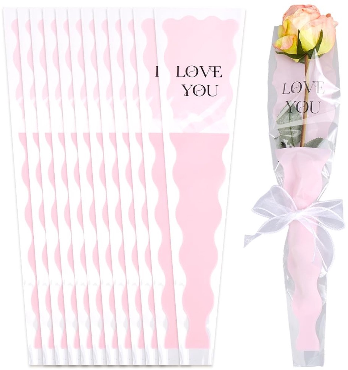 Solidchoice - Plastic bloemen mouw - 50 stuks - Roze verpakking - Boeket mouwen - Perfect voor Moederdag - Verjaardagsfeestje