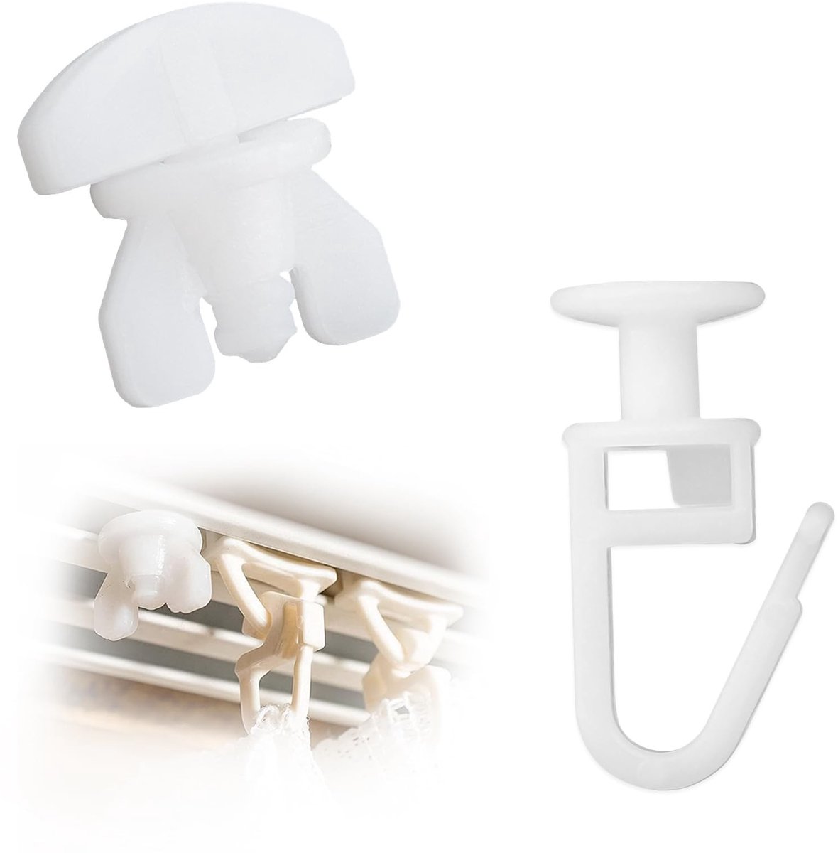 Solidchoice - Gordijnglijders met Haken en Stoppers, 150 Stuks