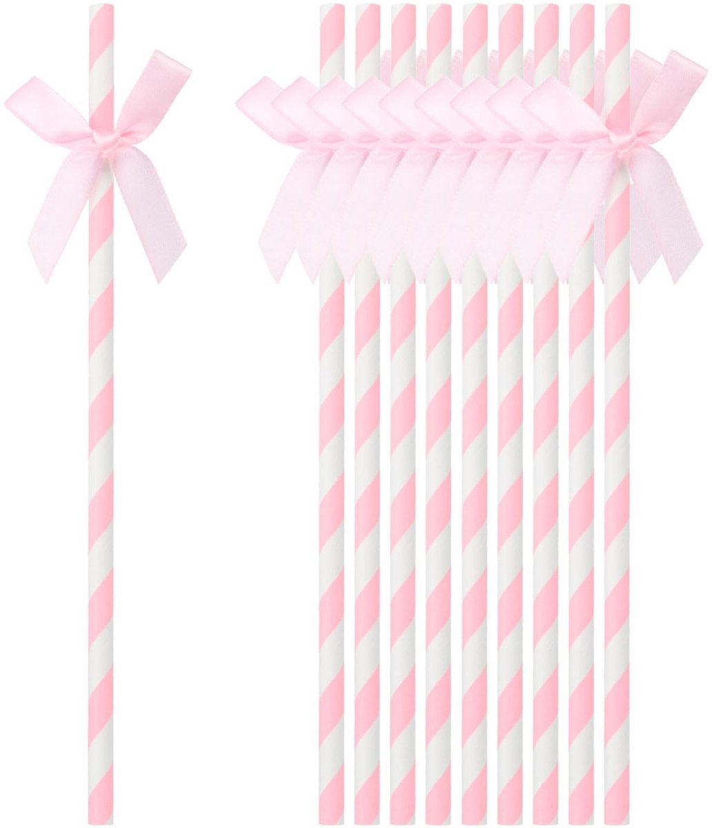 Solidchoice - 80 Stuks Papieren Rietjes met Strepen voor Feestjes en Evenementen