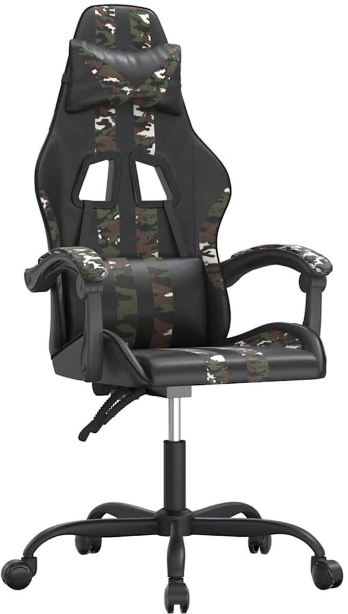 vidaXL Gamestoel - draaibaar - kunstleer - zwart - en - camouflage Zwart en camouflage