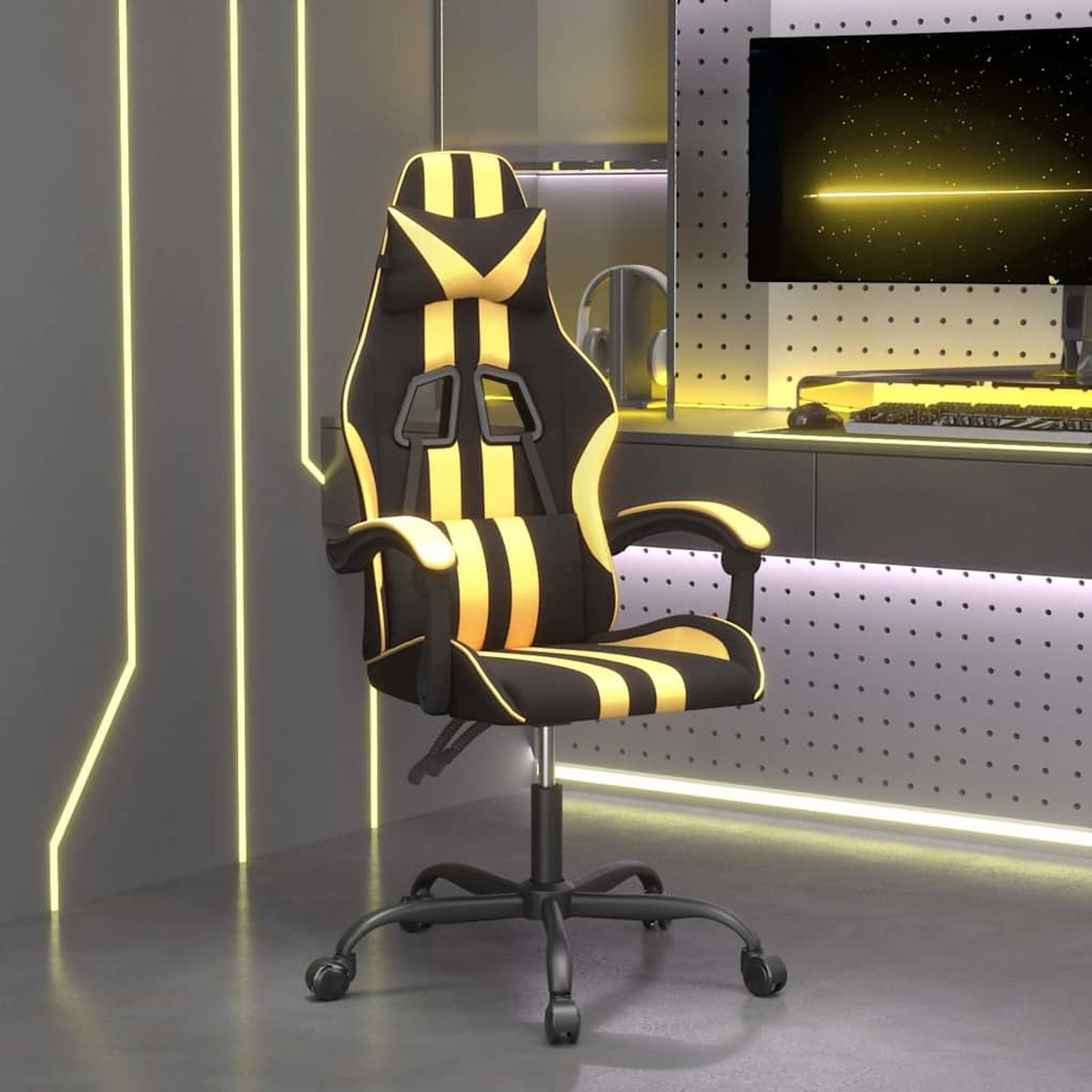 vidaXL Gamestoel - kunstleer - zwart - en - goud Zwart en goud