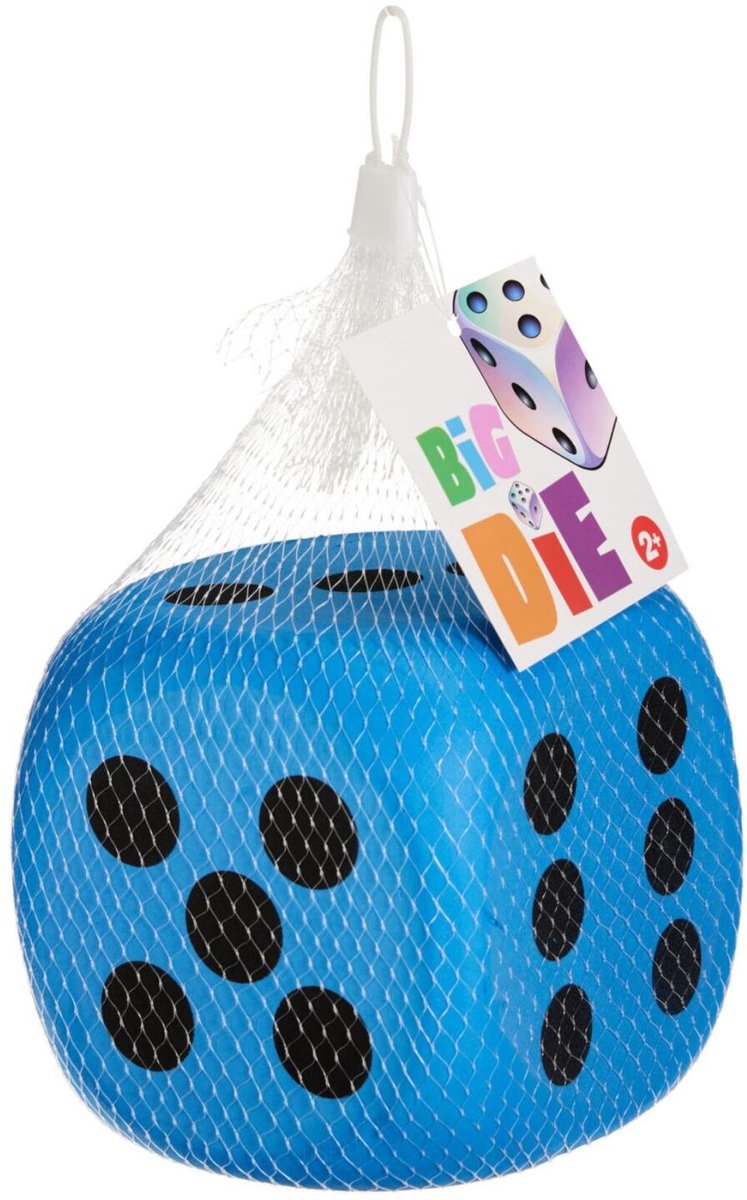 Free & Easy Grote dobbelsteen - blauw - 12 x 12 cm - eva foam - groot formaat - dobbelspel