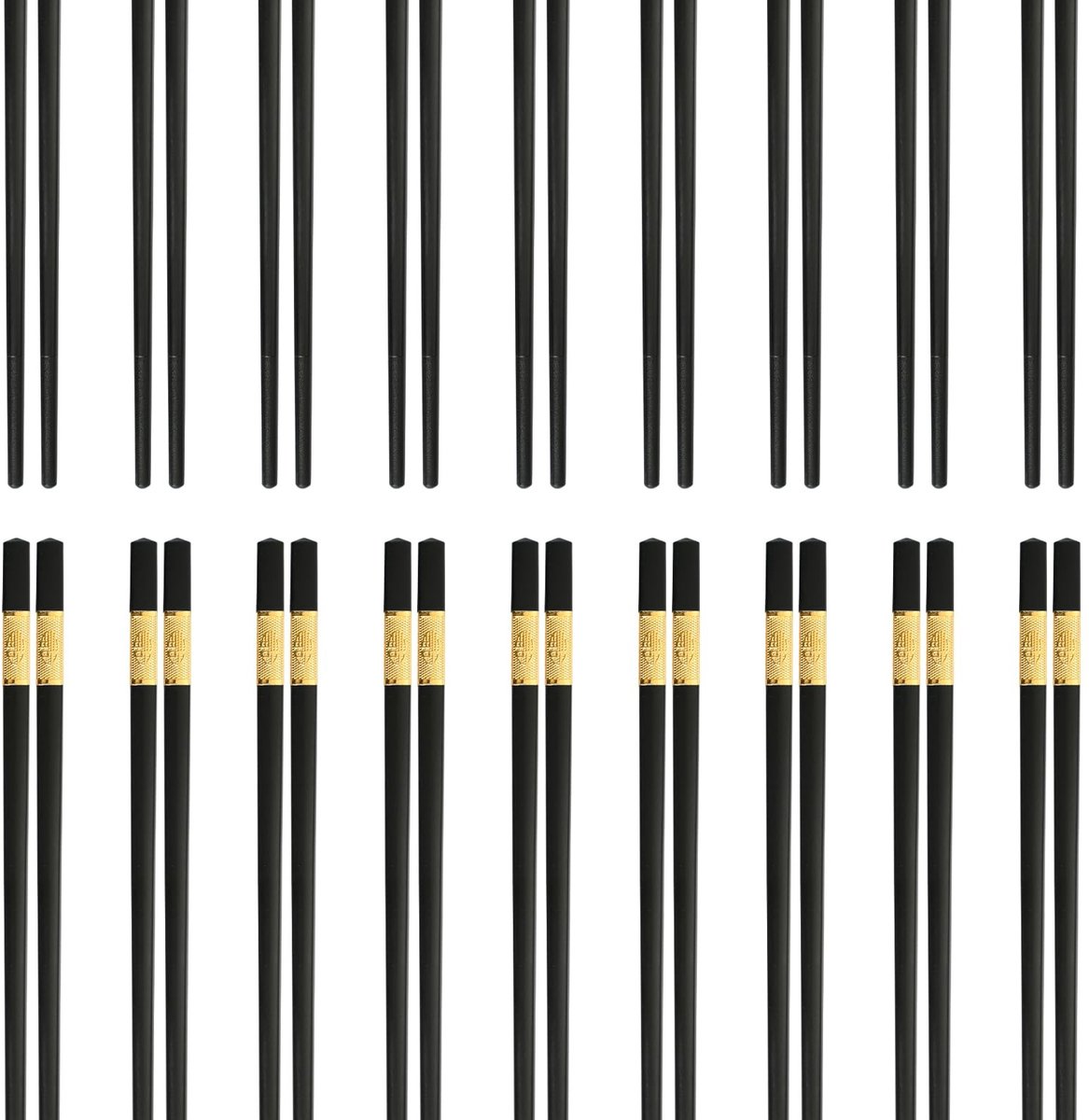 Solidchoice - 10 Pairs Elegante Zwarte Bamboe Eetstokjes voor Aziatische Keuken