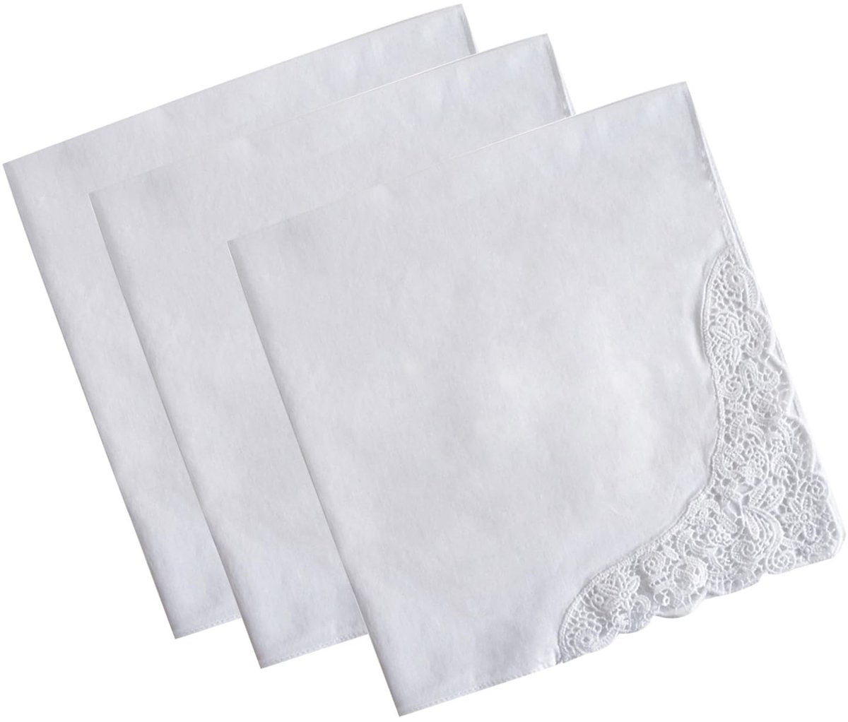 Solidchoice - Set van 3 Katoenen Zakdoeken voor Bruiloft in Wit