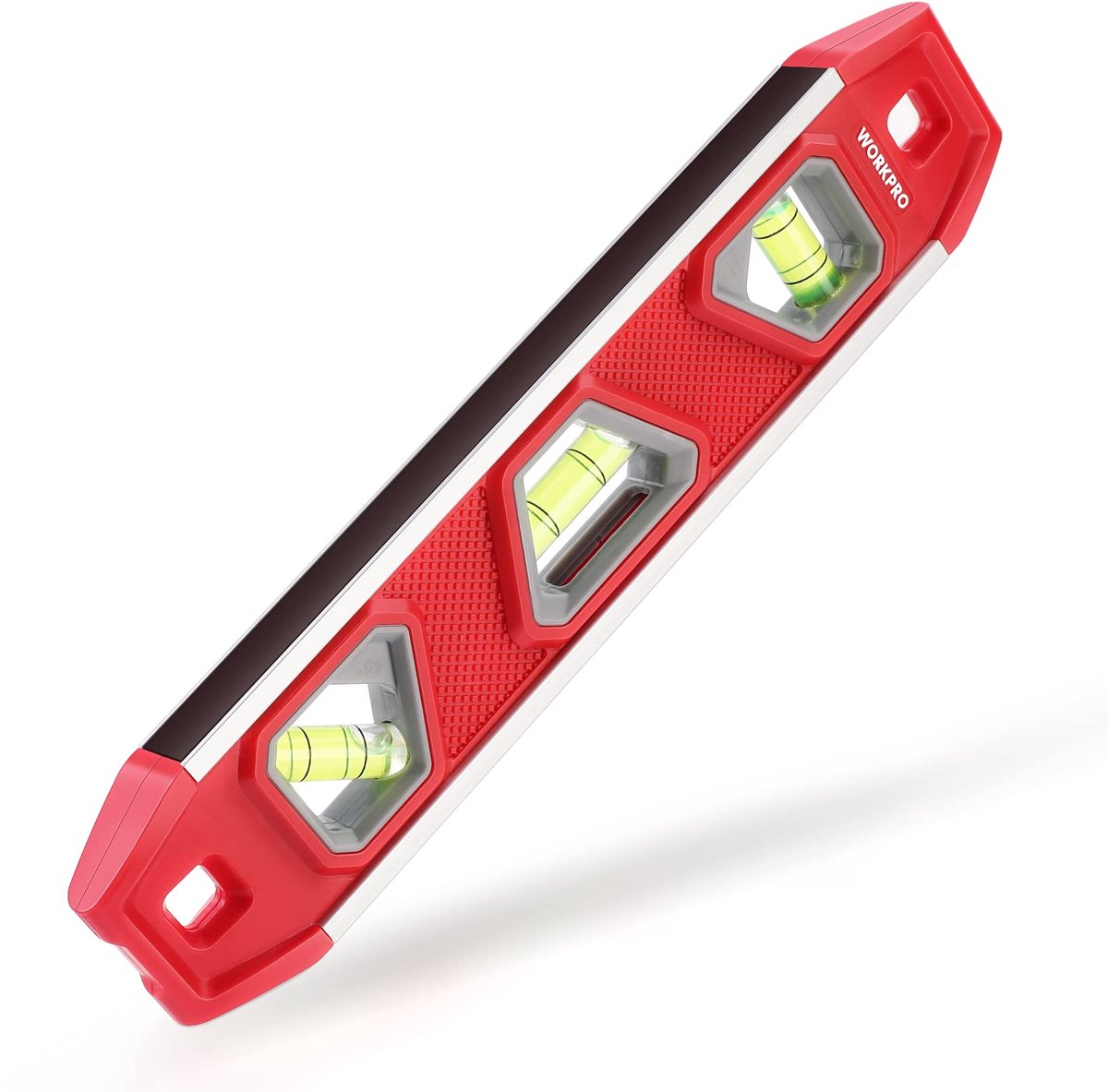 pirit Level with 3 Dragonflies 45°/90°/180°, Impact Resistant Block Bubble, Aluminium Frame, Strong Magnet, Top Readable for Construction Professionals | Small levelling tool with 3 different air bubbles, 45°/90°/180° and viewing