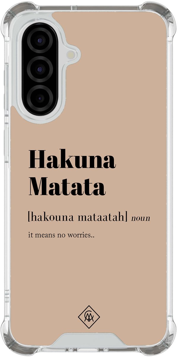 Casimoda® hoesje - Geschikt voor Samsung Galaxy A37 - Hakuna Matata - Shockproof case - Extra sterk - TPU/polycarbonaat - Bruin/beige, Transparant
