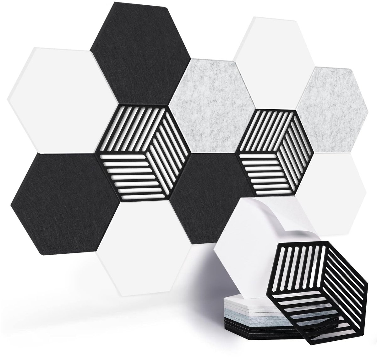 Solidchoice - Set van 12 Geluidsabsorberende Panelen voor Wanddecoratie