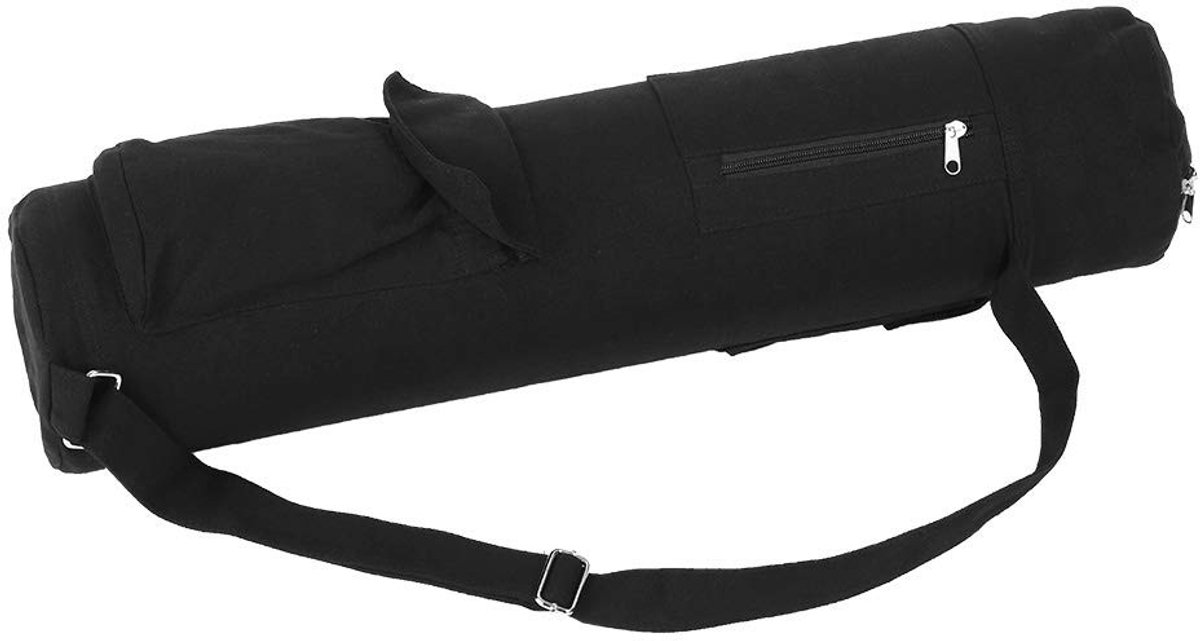 Solidchoice - Multifunctionele Zwarte Canvas Yoga Mat Tas met Verstelbare Band