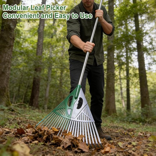 Bladhark Brede Kop - Gazonhark Gras - Tuin Opruimen - Flexibele Punten - 28cm Breed - A — afbeelding 2