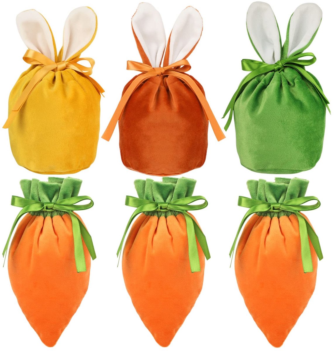 Solidchoice - Set van 6 Velours Paaszakken met Touwsluiting