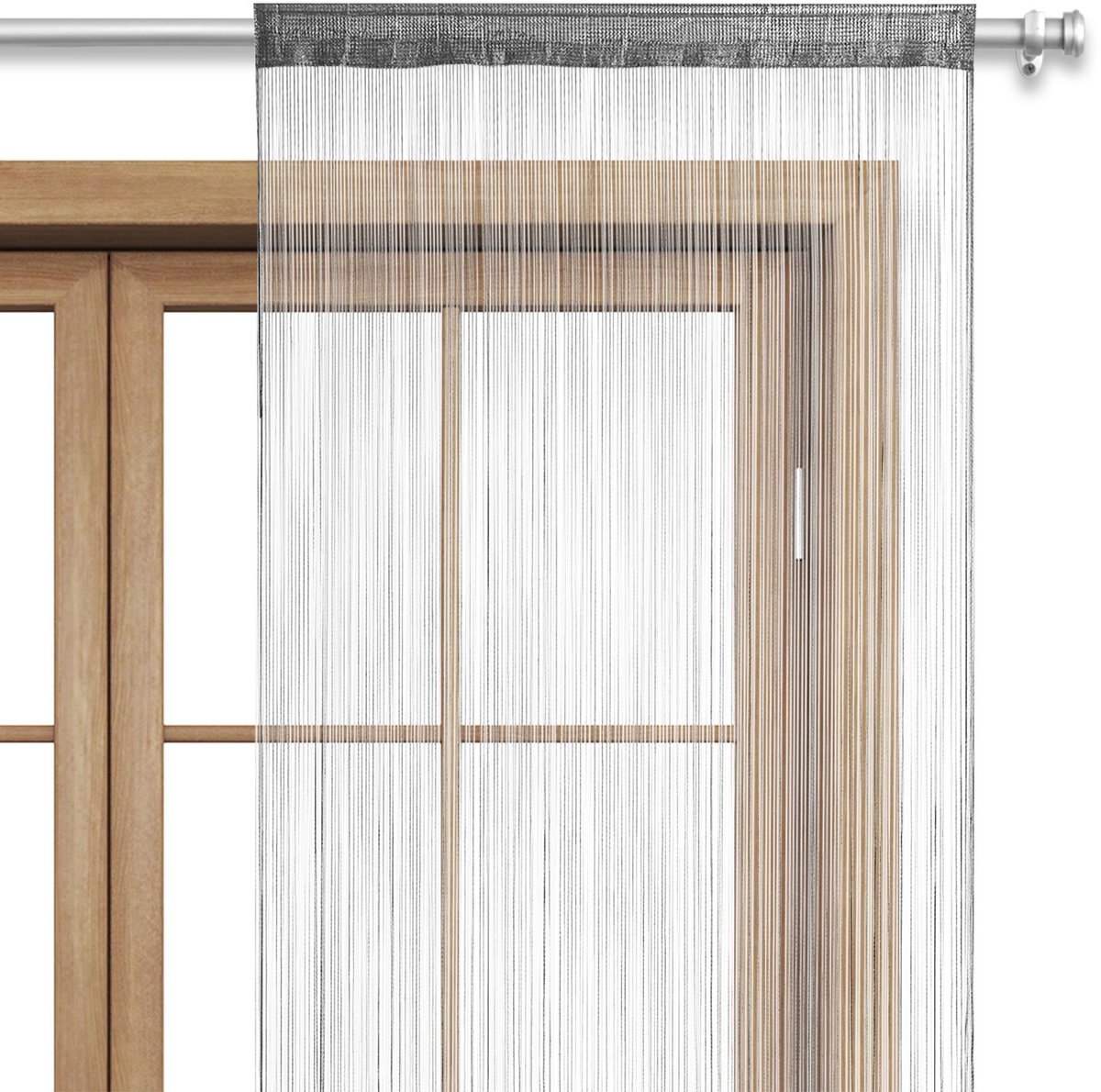 Solidchoice - Draadgordijn voor Deur of Raam 90 x 245 cm Grijs, Wasbaar en In te Korter