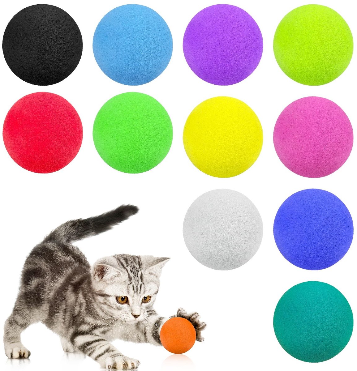Solidchoice - Set van 12 Kleurrijke EVA Foam Speelballen voor Huisdieren