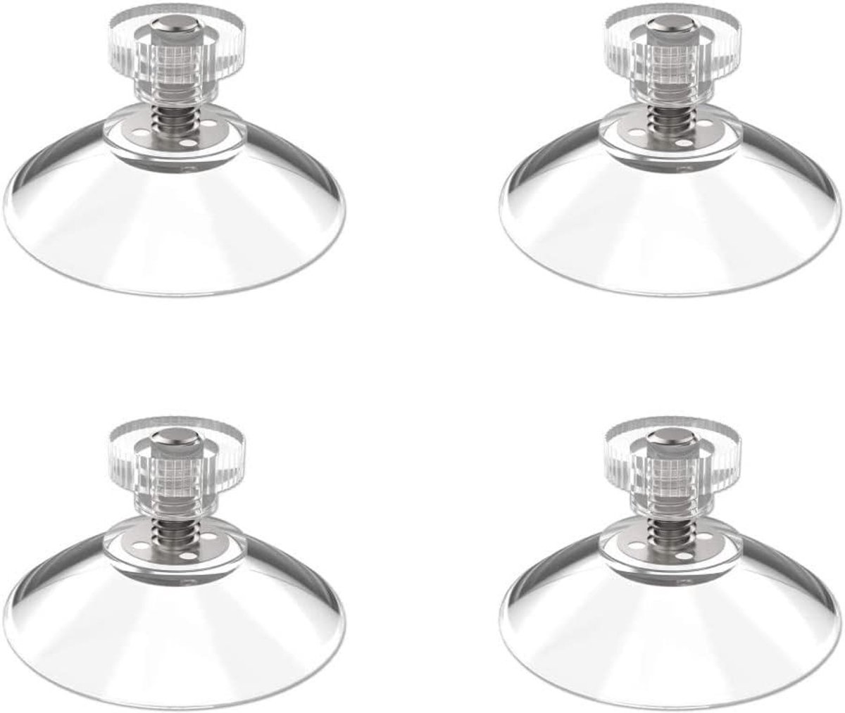Zuignappen met Schroefdraad en Kartelmoer - Transparant - Ø 40 mm - Extra Sterke Zuignappen voor Badkamer, Keuken of Auto