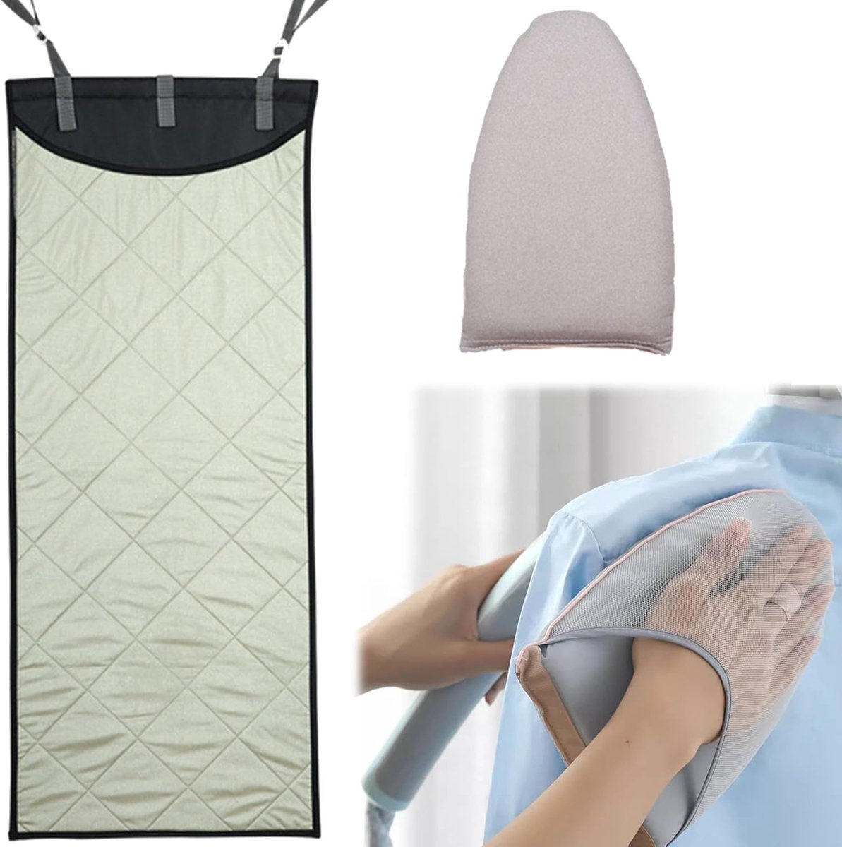Strijkmat Op De Deur En Stoomstrijkhandschoenen Voor Kleding - Strijkdeken Draagbaar - Opvouwbaar Stoombord - Voor Wasmachine - Droger - Tafelblad - Aanrecht - Kleine Strijkplank - 115 X 48 cm